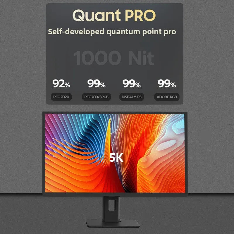 27-Inch 5K 60HZ QLED Quantum Dot Monitor HDR1000 Nits Rotatable IPS Screen DP Interface Desktop Computer Gaming Monitor
