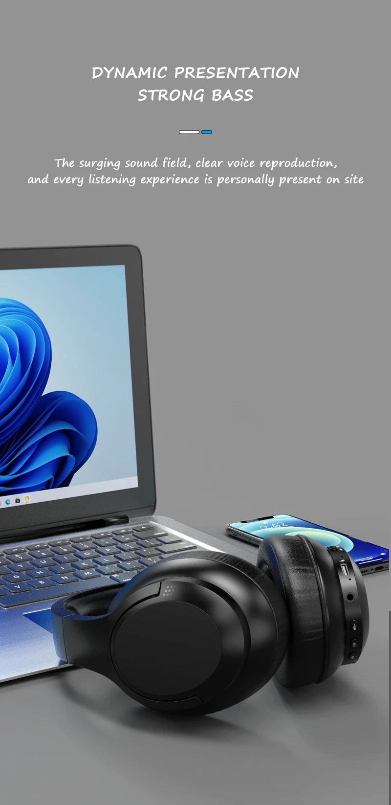 LDON L839 Bluetooth 5.3 Earphones Headphones Foldable Gaming Headset Sport Headphone with Mic Music Earbuds